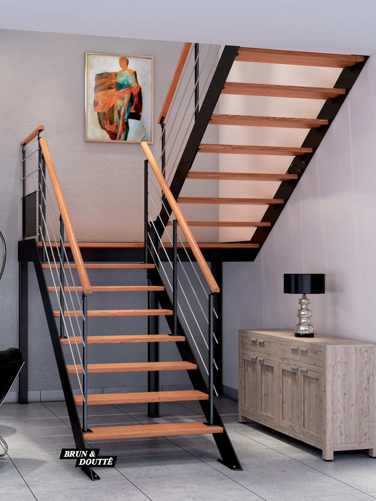 FONTAINEBLEAU escalier d'intérieur - Brun & Doutté
