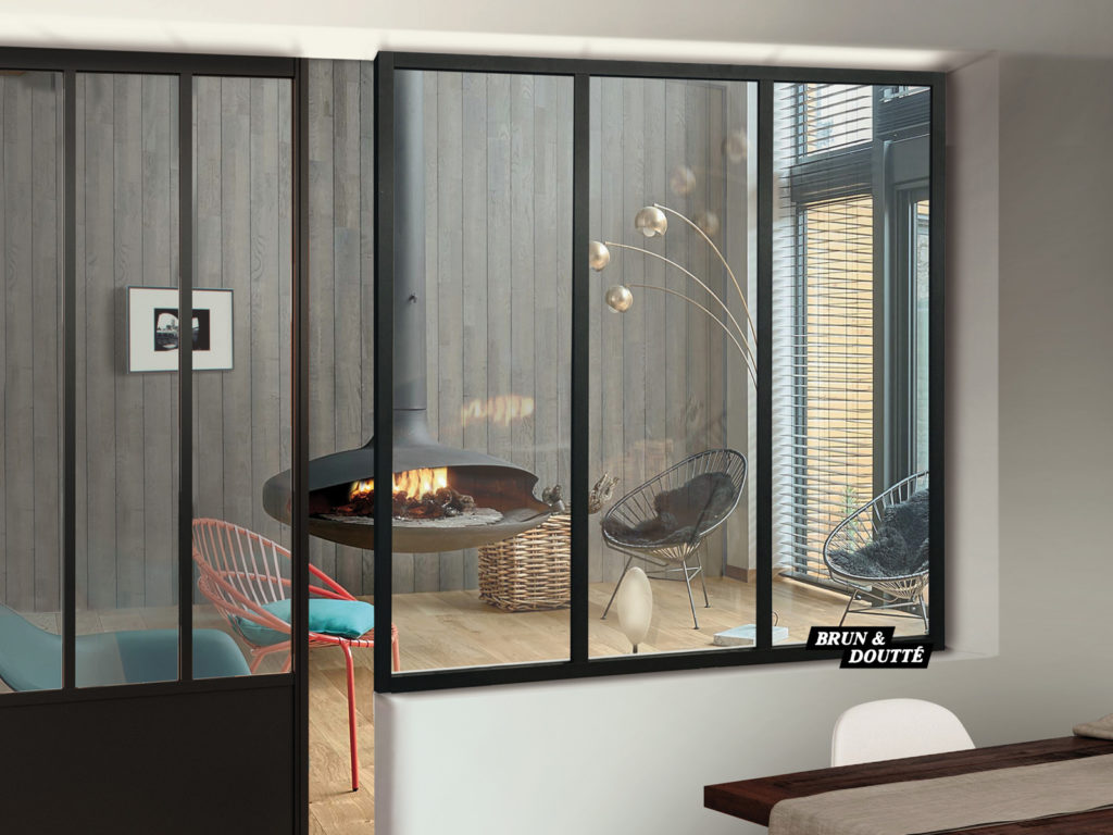 Porte Verriere Coulissante Aluminium Brun Doutte